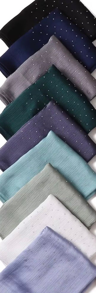 Satin Silk textured scarf with studs ( Emerald )