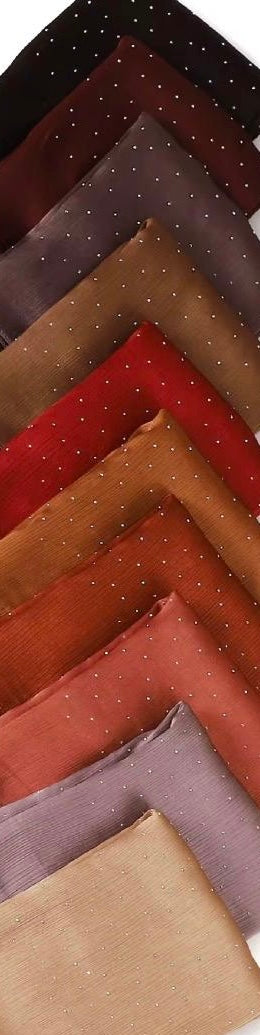 Satin Silk textured scarf with studs ( Rust )