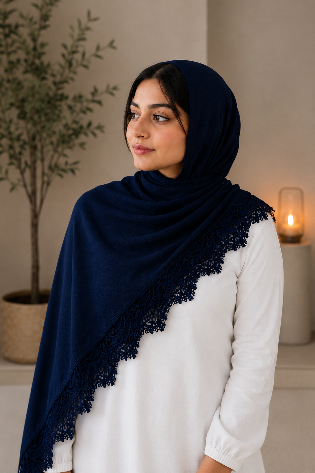 Navy Blue Modal Lace