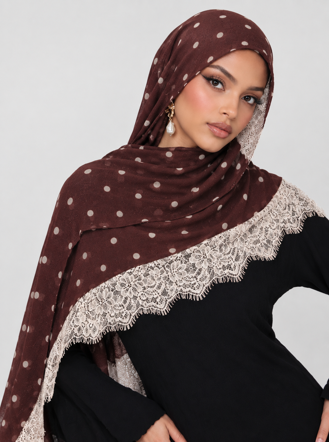 Brown Polka Dot Lace