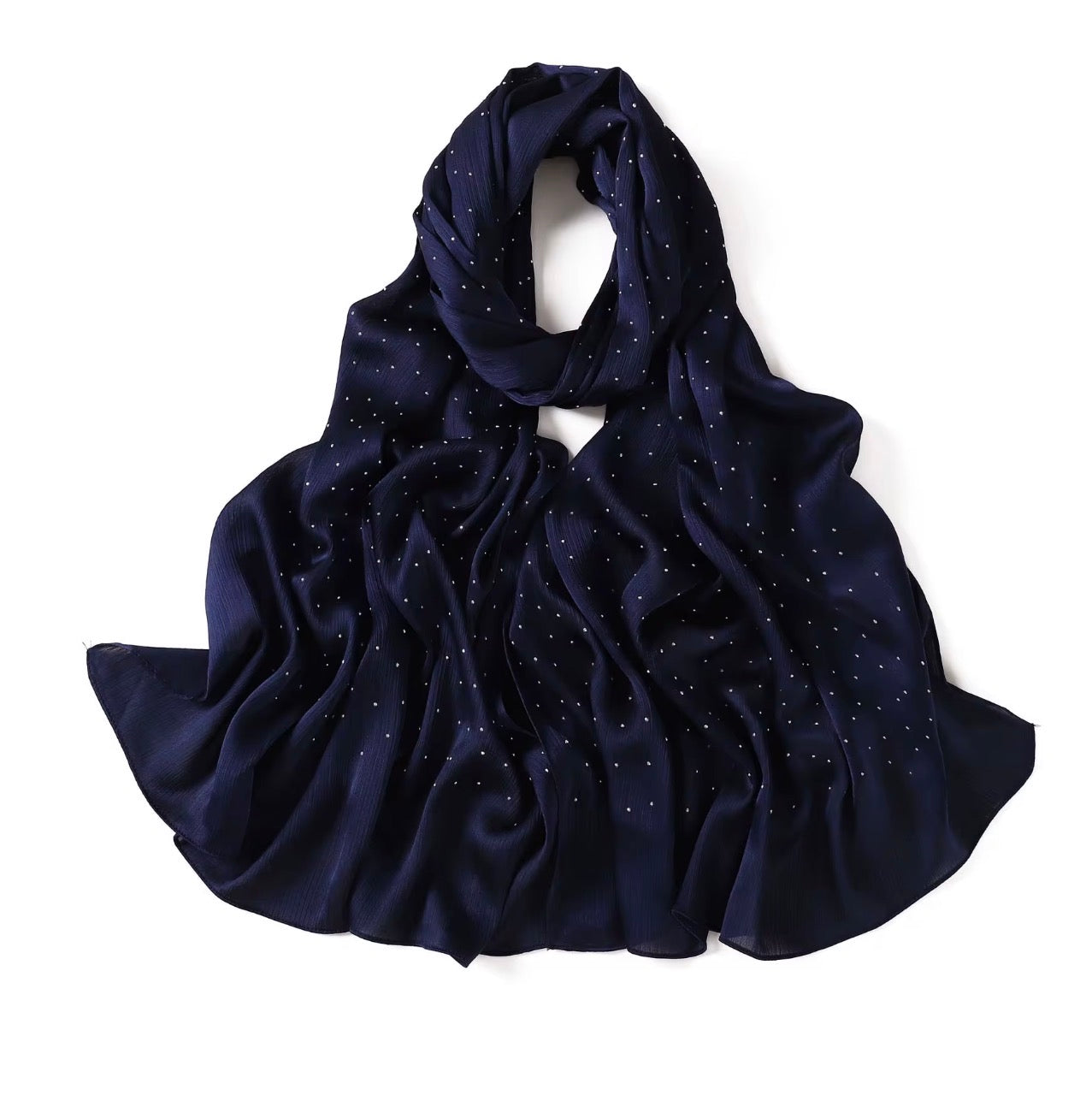 Satin Silk textured scarf with studs ( Sapphire )