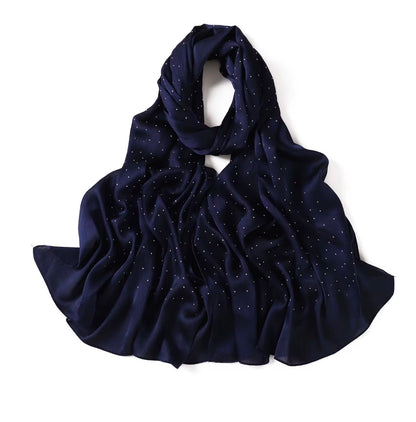 Satin Silk textured scarf with studs ( Sapphire )