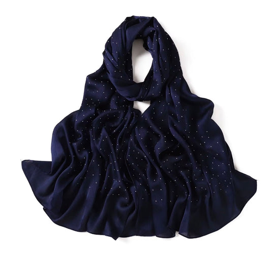 Satin Silk textured scarf with studs ( Sapphire )