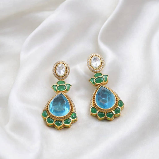 Blue Doublet Kundan Earrings