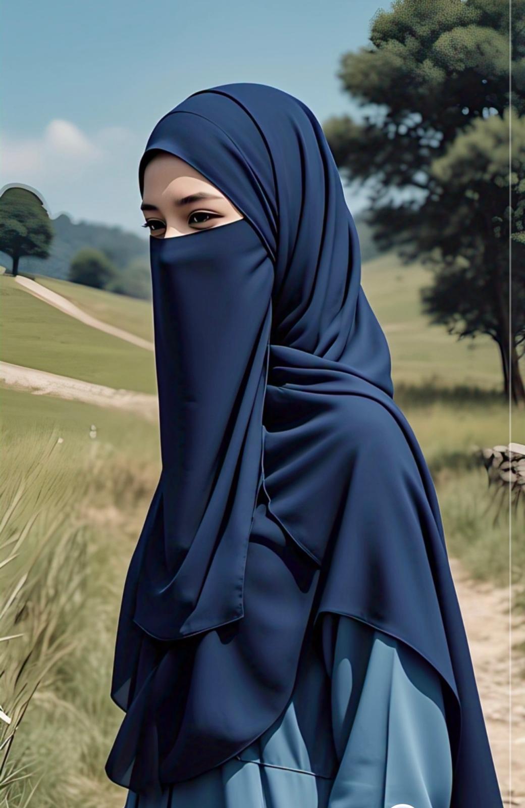Niqab Hijab Combo - Navy image 0