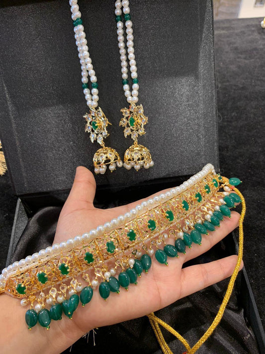 Hydrabadi green choker set