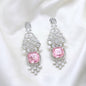 Pink Silver Dangling Earrings