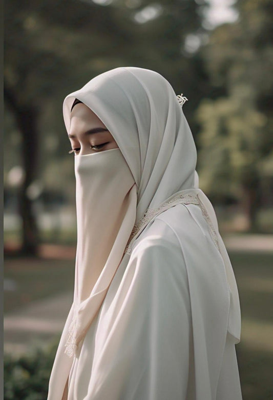 Niqab Hijab Combo - Off White image 0