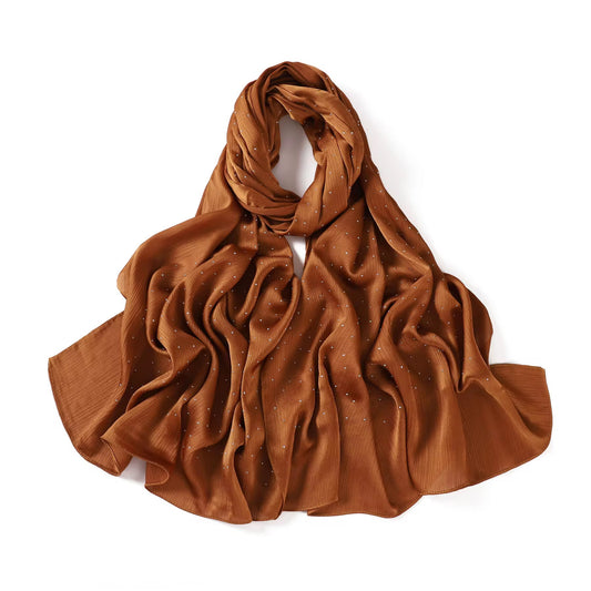 Satin Silk textured scarf with studs ( Bronze )