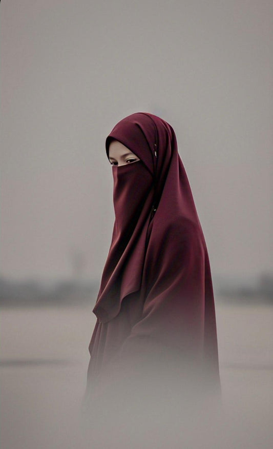 Niqab Hijab Combo - Burgandy image 0