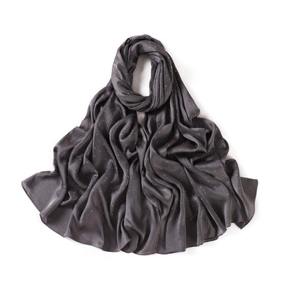 Satin Silk textured scarf with studs ( Smoke )
