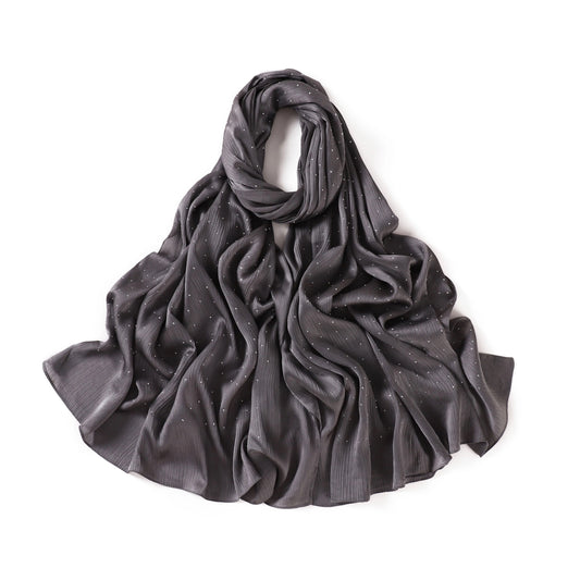 Satin Silk textured scarf with studs ( Smoke )