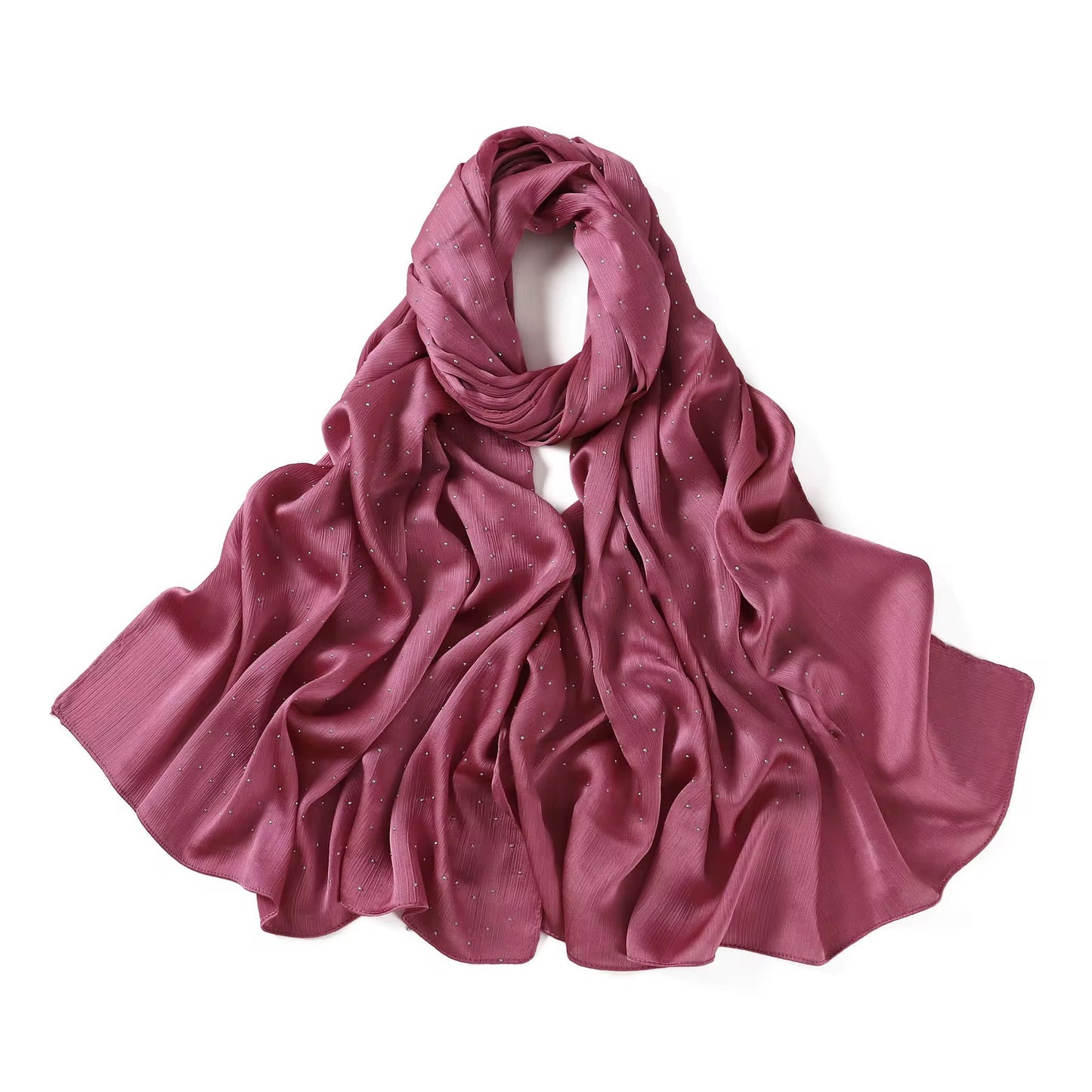 Satin Silk textured scarf with studs (Rose )