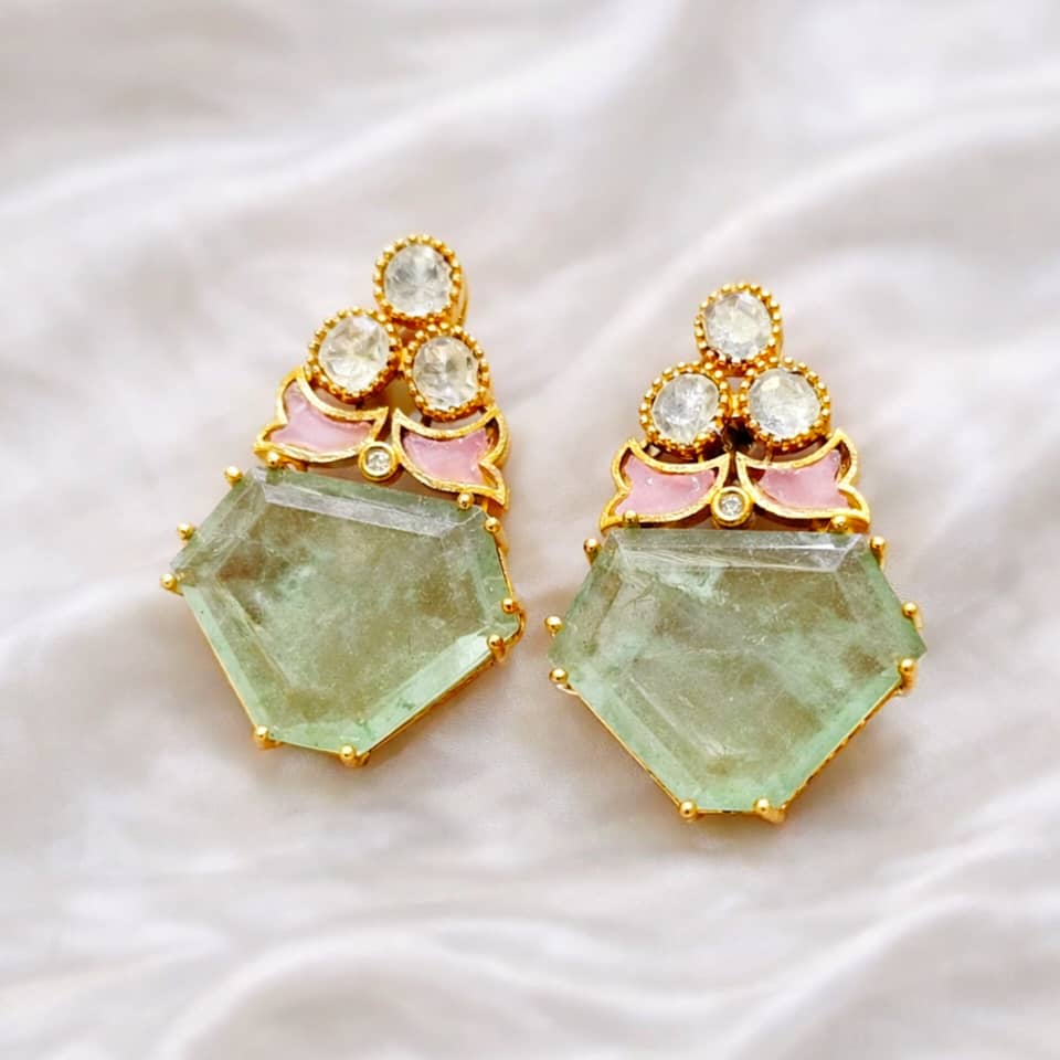 Mint Doublet Kundan Studs